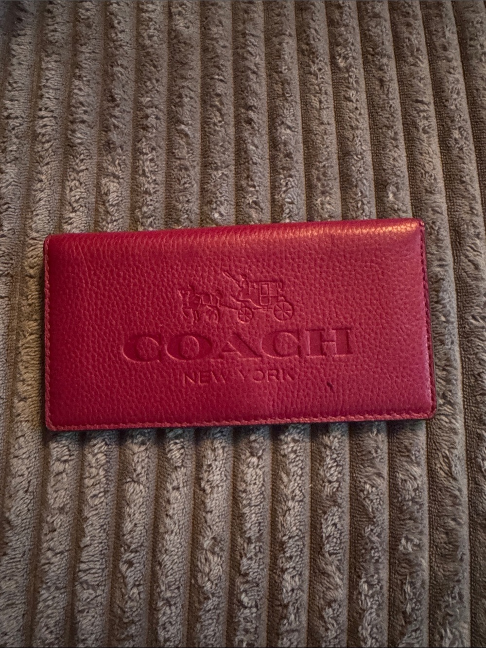 Coach Embossed Leather Long Wallet - Red - Picture 1 of 6